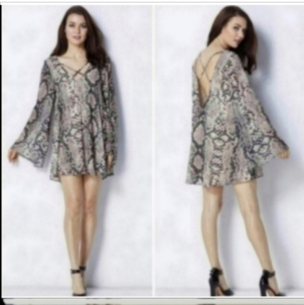 Show me your mumu mini dress  snakeskin print Small Open Back Sexy